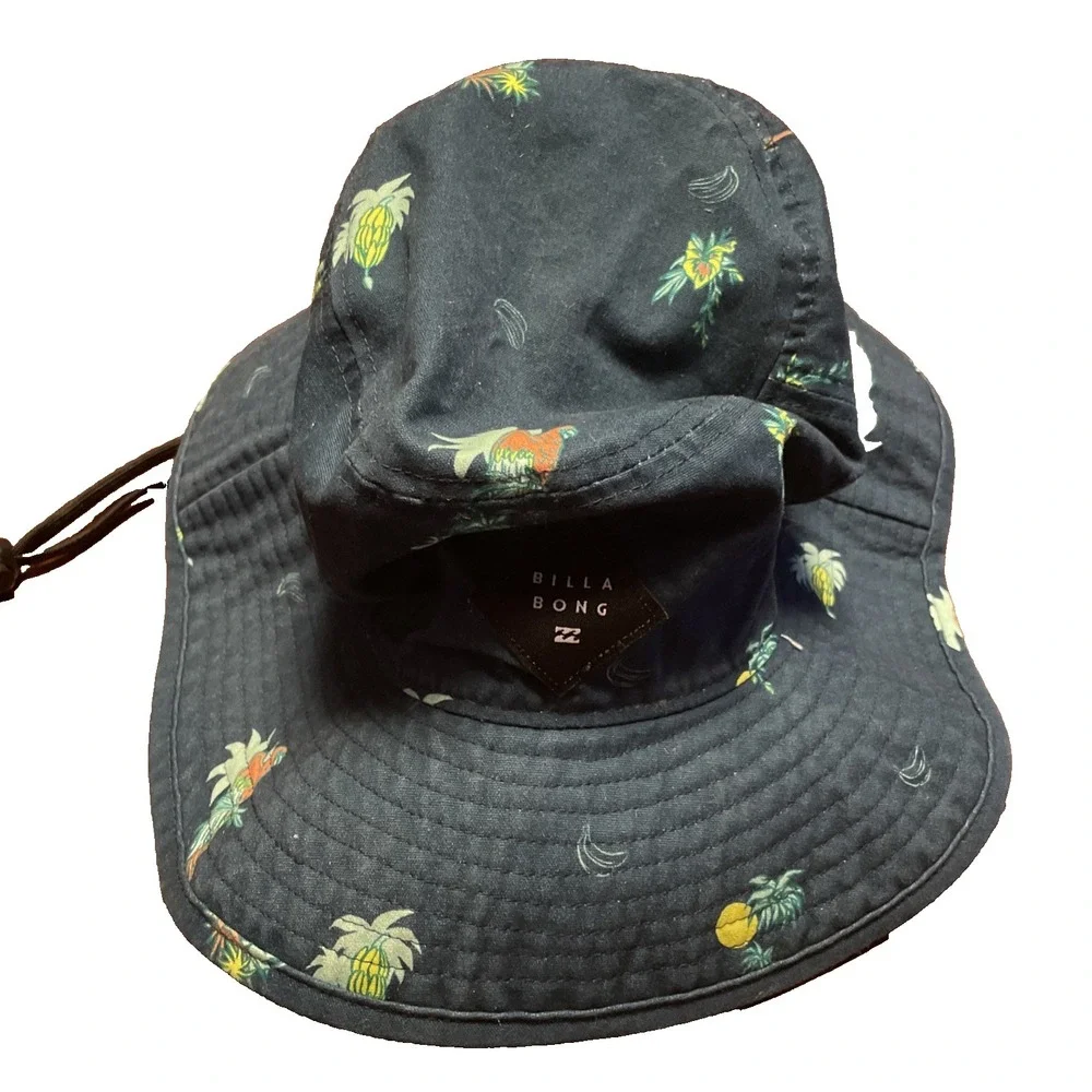 Bucket Hat Billabong Blue Big John Print Skate Surf Beach Fish Camp Hike OS